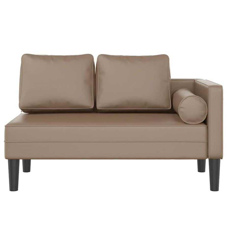 Chaise longue avec coussins cappuccino similicuir