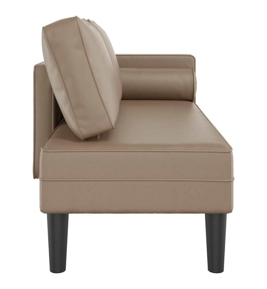 Chaise longue avec coussins cappuccino similicuir