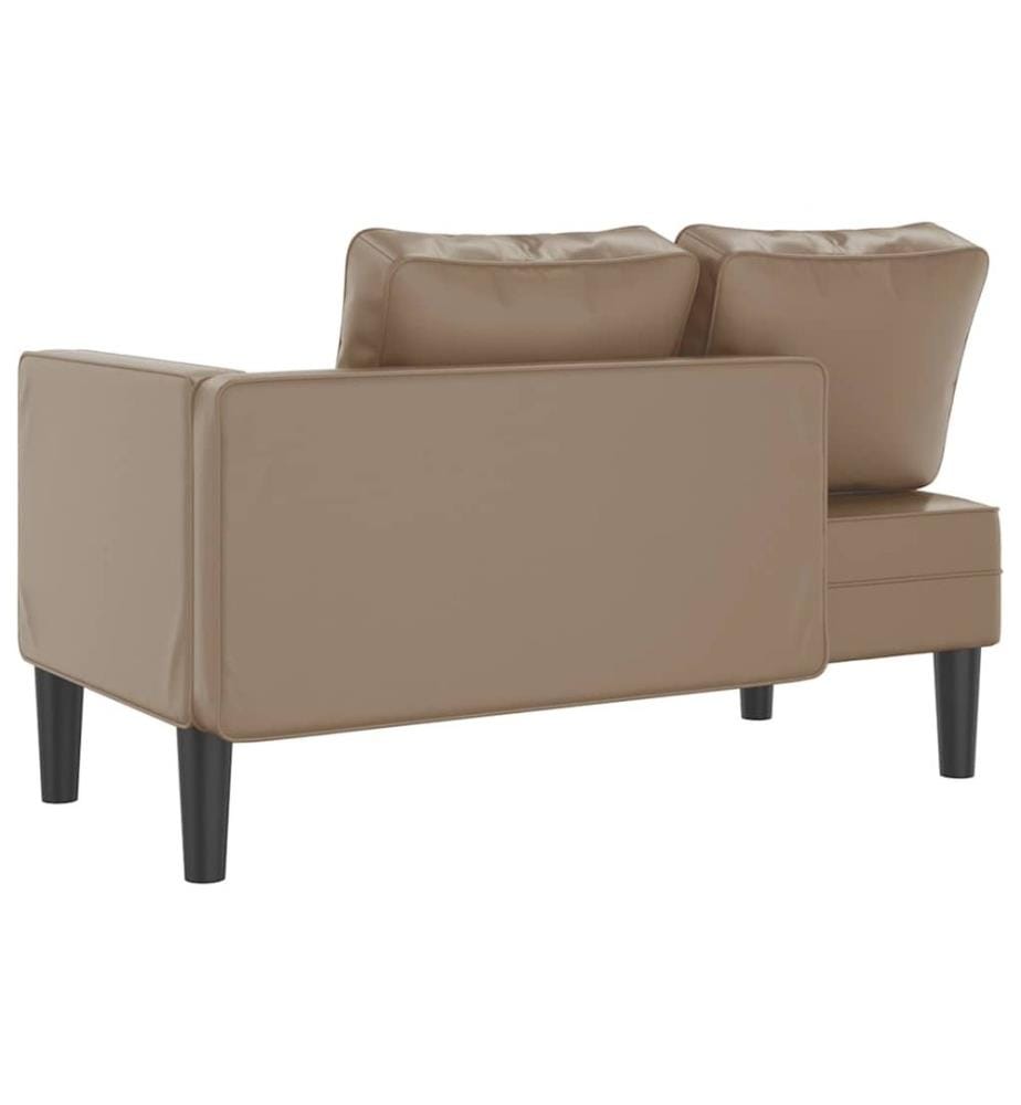 Chaise longue avec coussins cappuccino similicuir