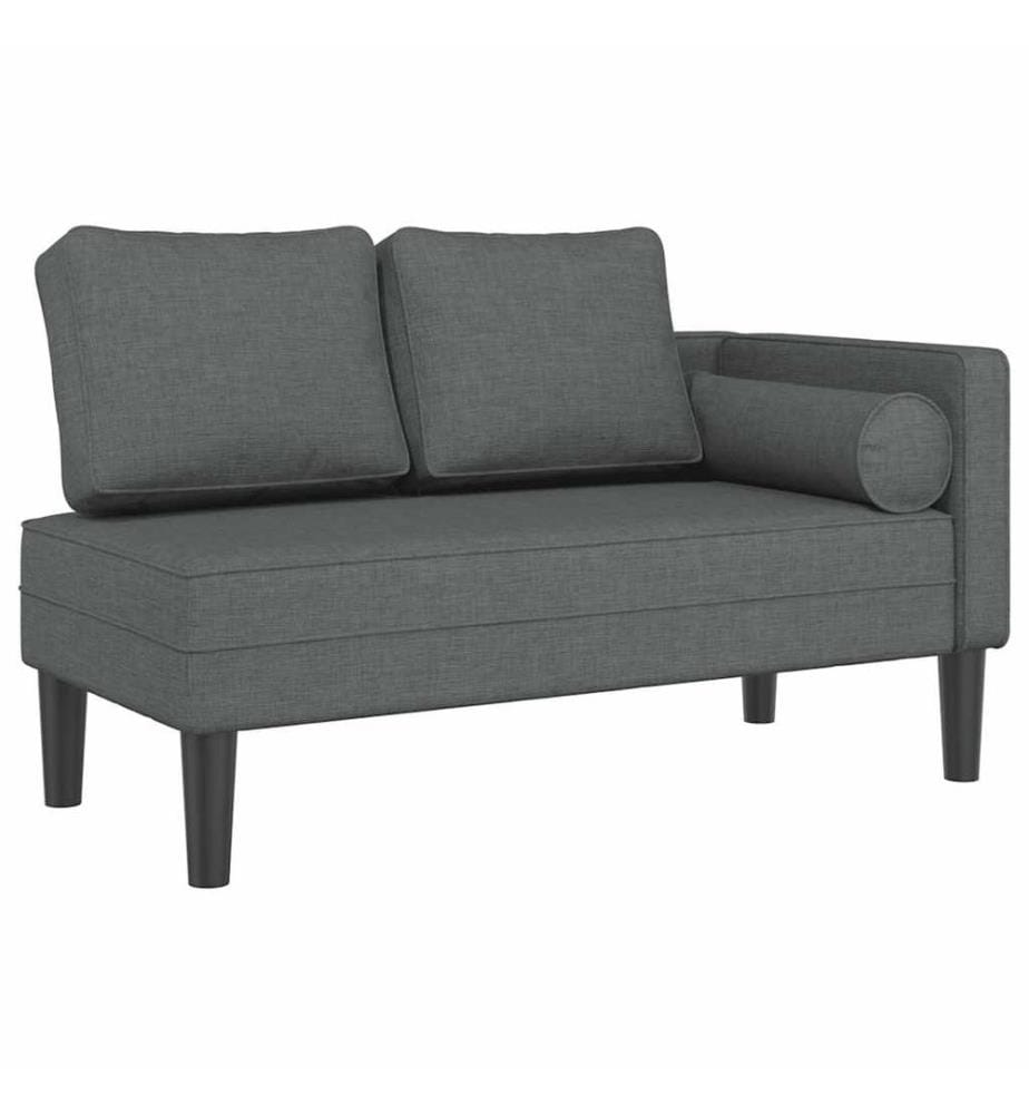 Chaiselongue mit Kissen Dunkelgrau Stoff