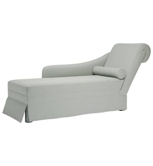 Chaiselongue mit Nackenrolle und Rechter Armlehne Hellgrau Samt