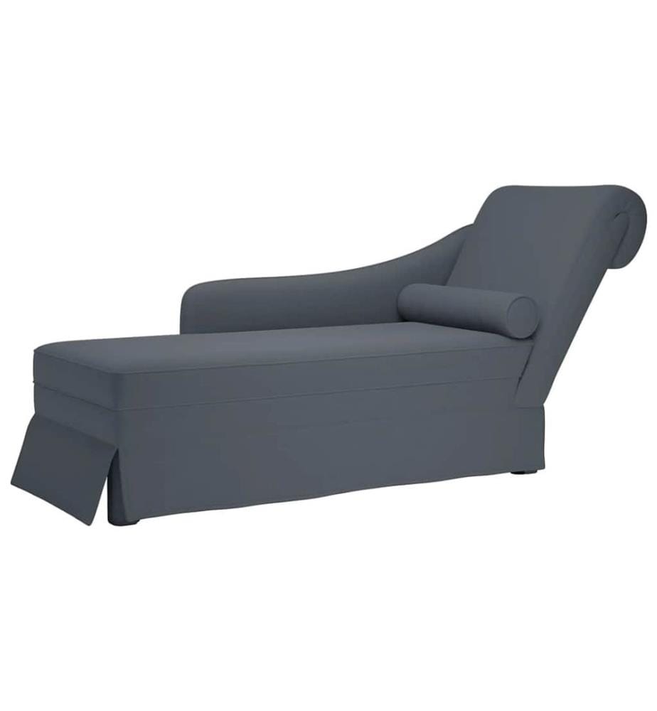 Chaiselongue mit Nackenrolle Rechter Armlehne Dunkelgrau Samt