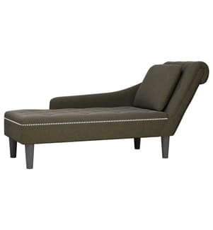 Chaiselongue mit Kissen & Rechter Armlehne Armeegrün Kunstleder