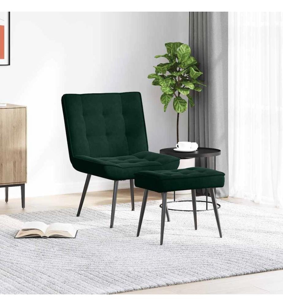 Relaxsessel mit Hocker Dunkelgrün Samt