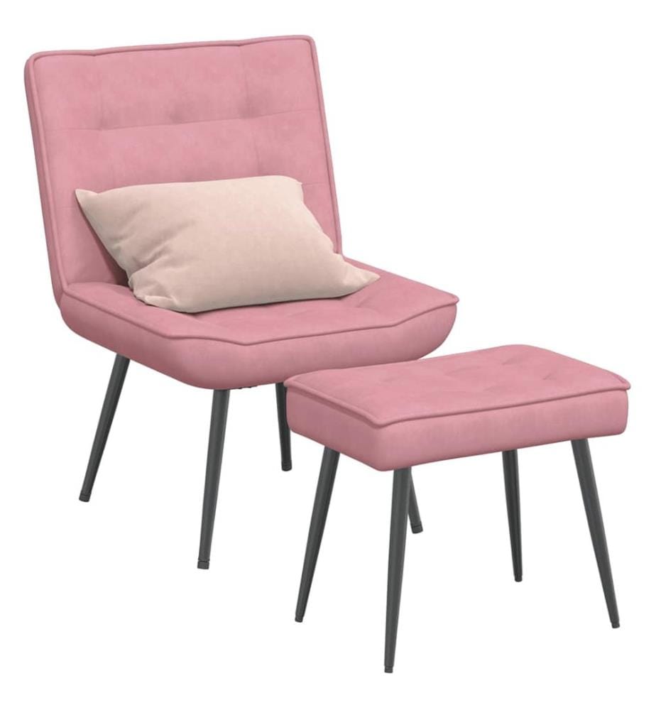 Relaxsessel mit Hocker Rosa Samt
