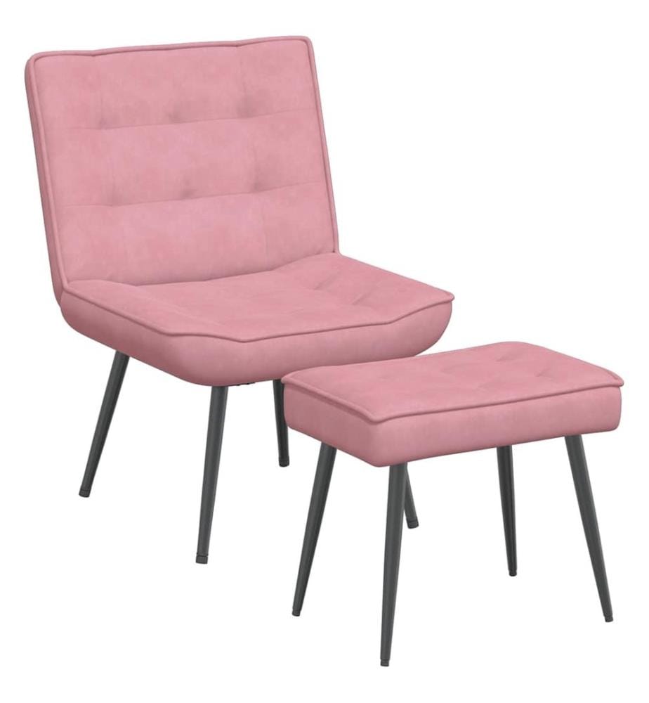 Relaxsessel mit Hocker Rosa Samt