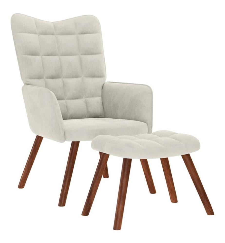 Relaxsessel mit Hocker Creme Samt