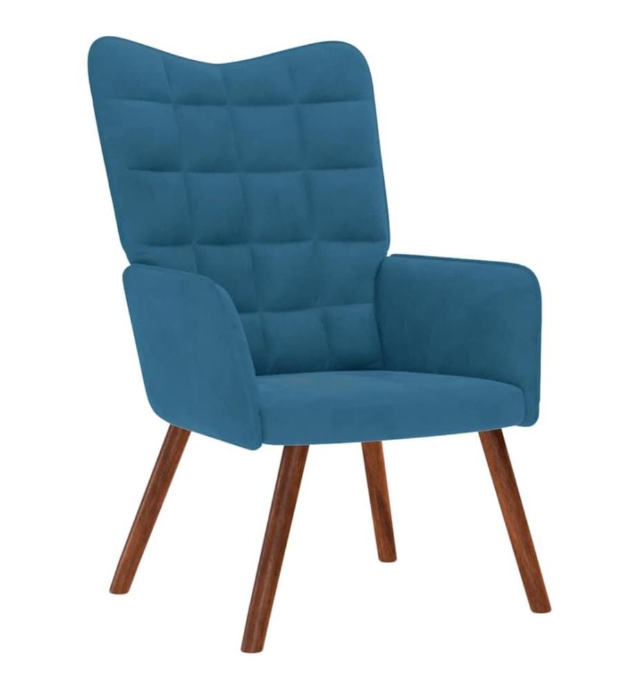 Relaxsessel mit Hocker Blau Samt