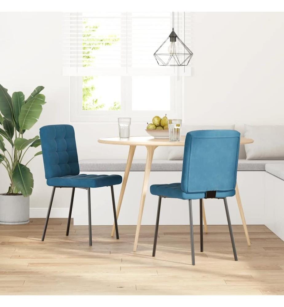 Esszimmerstühle 2 Stk. Blau Samt