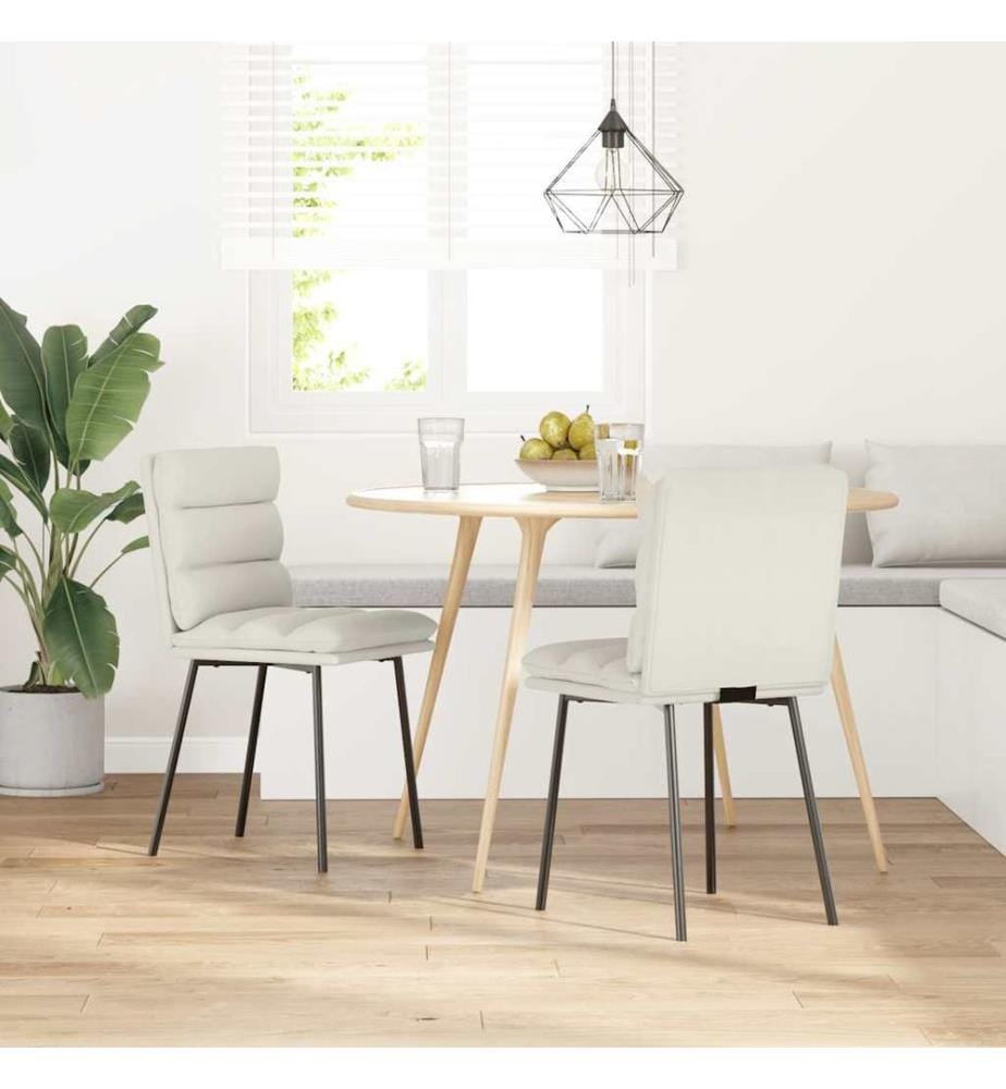 Esszimmerstühle 2 Stk. Creme Samt