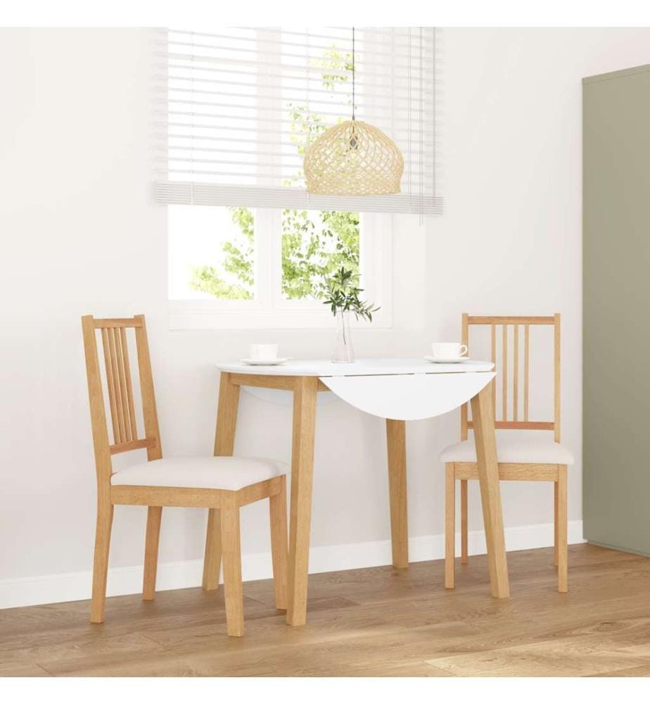 Chaises à manger coussins 2 pcs naturel bois massif caoutchouc