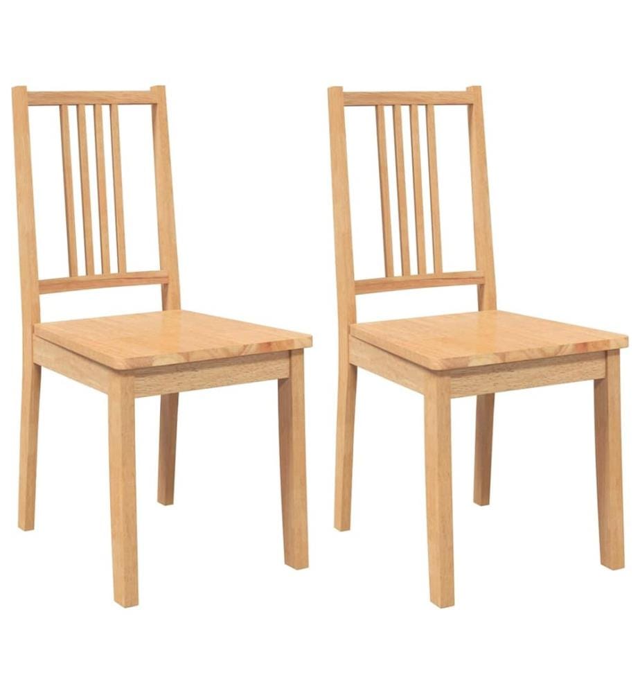 Chaises à manger 2 pcs bois massif naturel caoutchouc