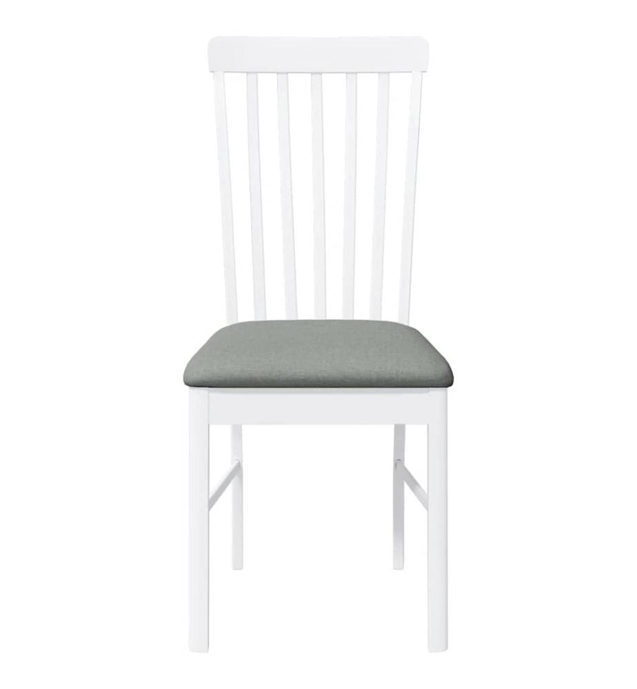 Chaises à manger coussins 2 pcs blanc bois massif caoutchouc