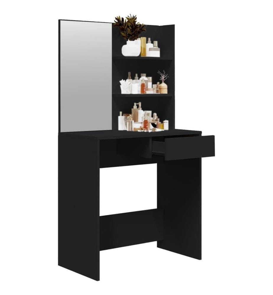 Coiffeuse avec miroir noir 74,5x40x141 cm