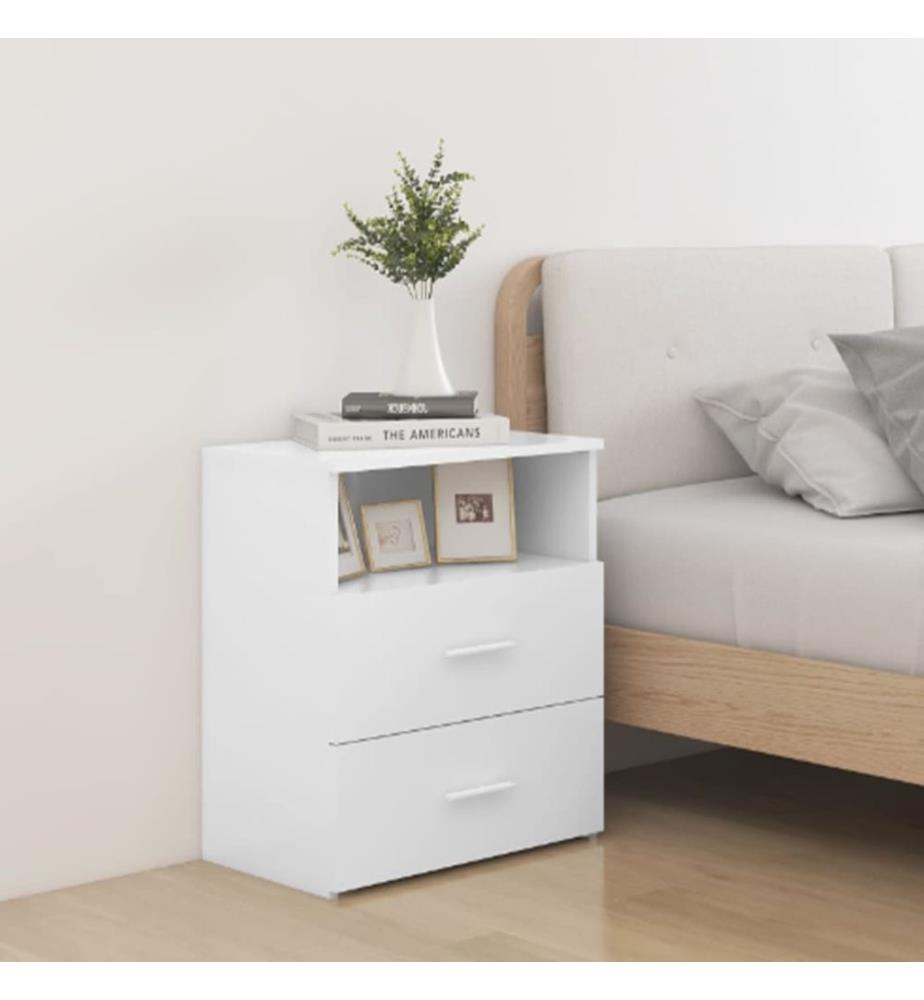 Nachttische 2 Stk. Weiss 50x32x60 cm