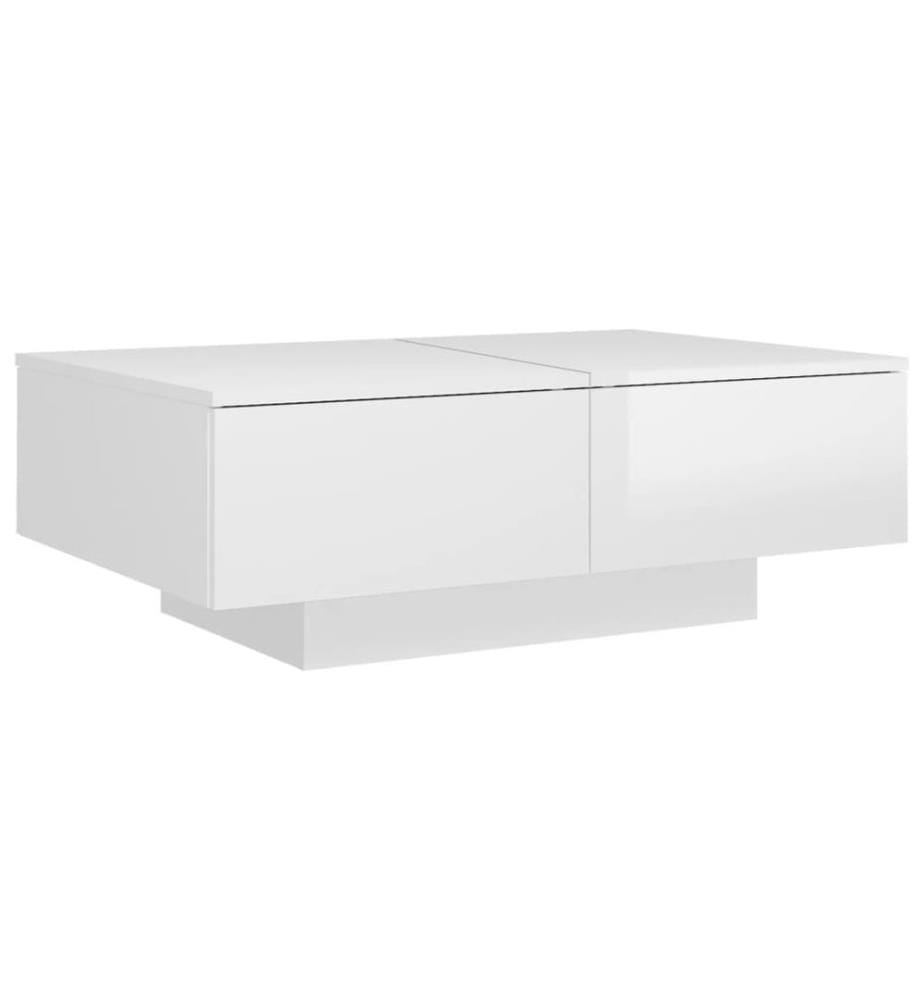 Table basse Blanc brillant 90x60x31 cm Bois d'ingénierie