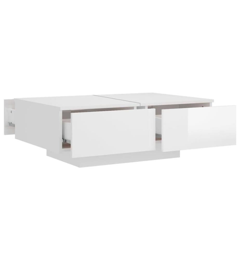 Table basse Blanc brillant 90x60x31 cm Bois d'ingénierie