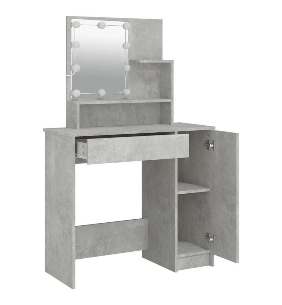 Coiffeuse avec LED Gris béton 86,5x35x136 cm