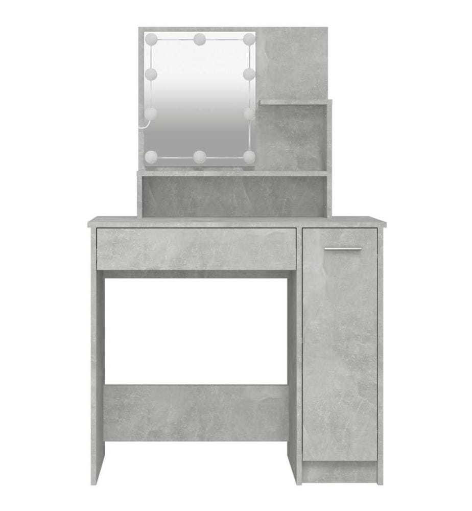 Coiffeuse avec LED Gris béton 86,5x35x136 cm