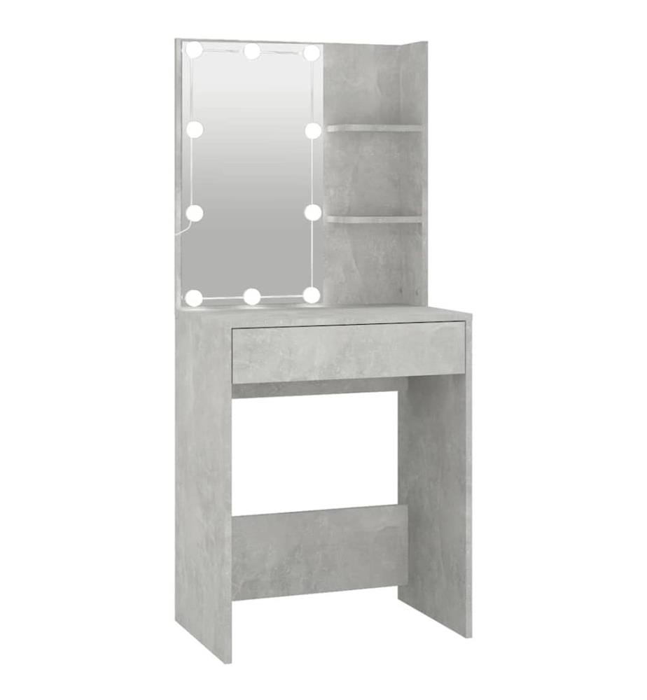 Schminktisch mit LED Betongrau 60x40x140 cm