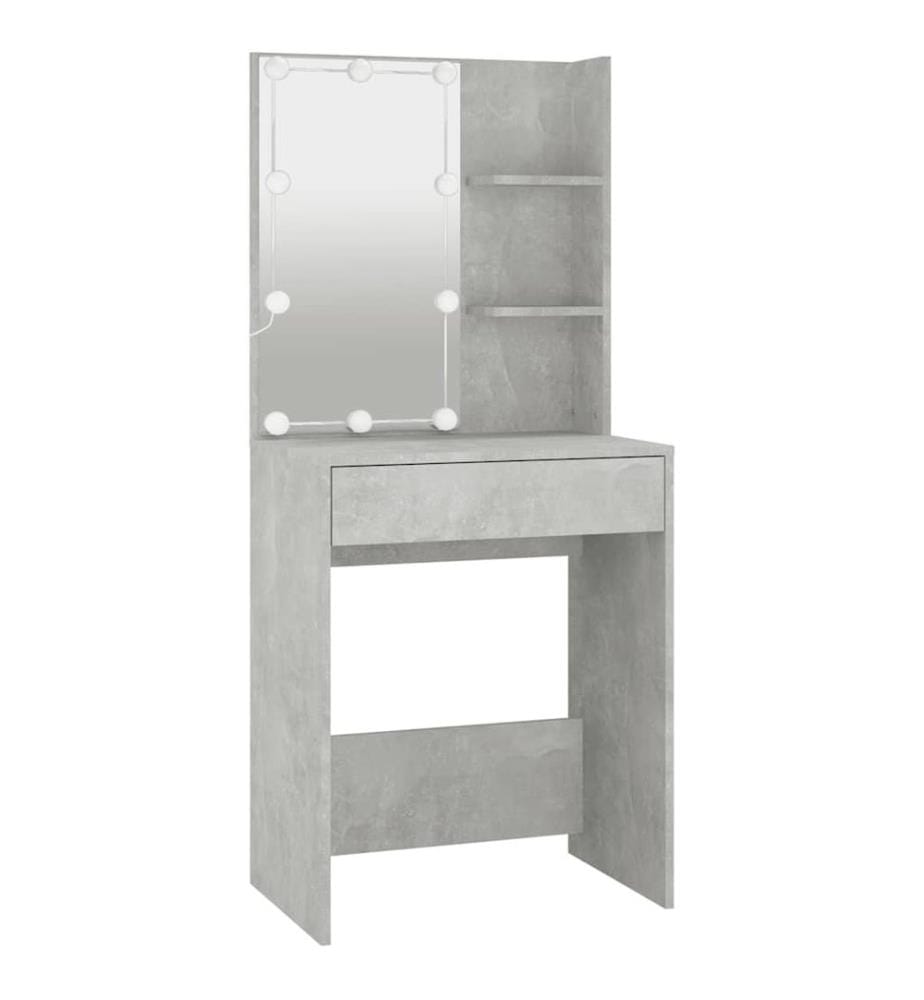 Schminktisch mit LED Betongrau 60x40x140 cm