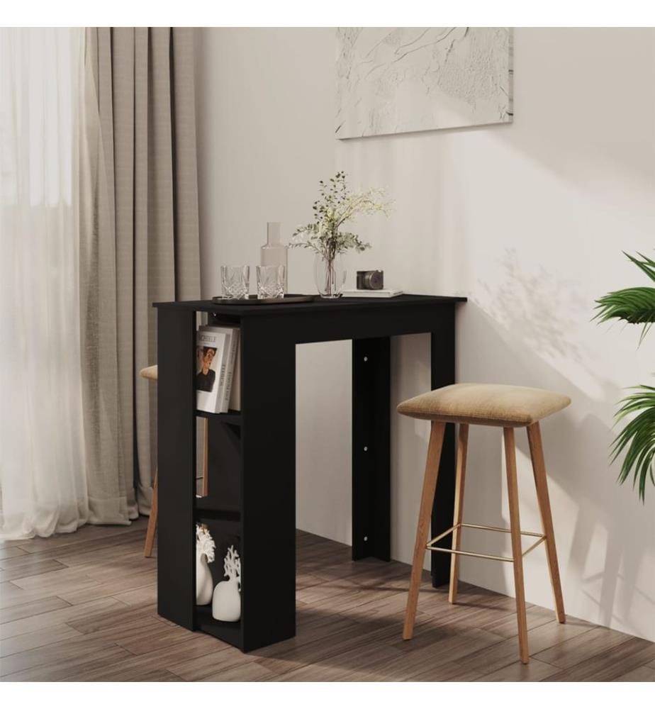 Bartisch mit Regal Schwarz 102x50x103,5 cm Holzwerkstoff