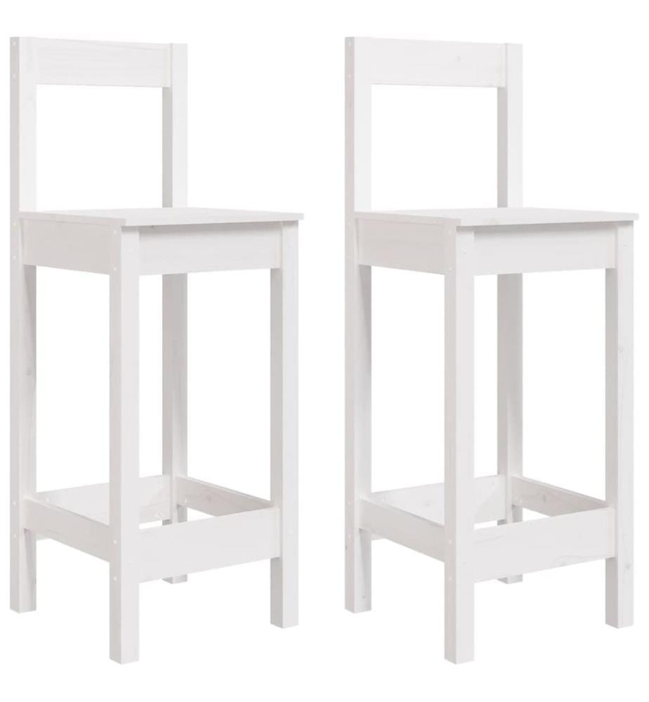 Chaises de bar lot de 2 blanc 40x41,5x112 cm bois de pin solide