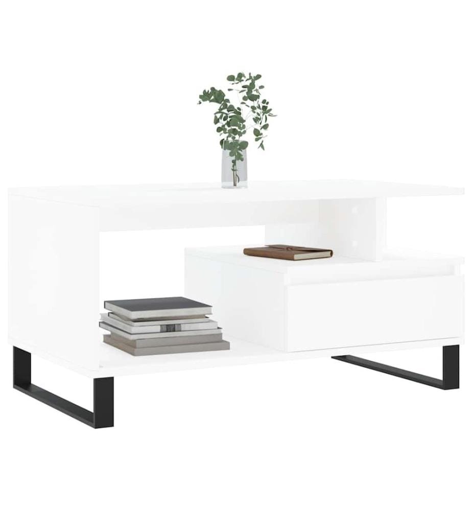 Table basse Blanc 90x49x45 cm Bois d'ingénierie