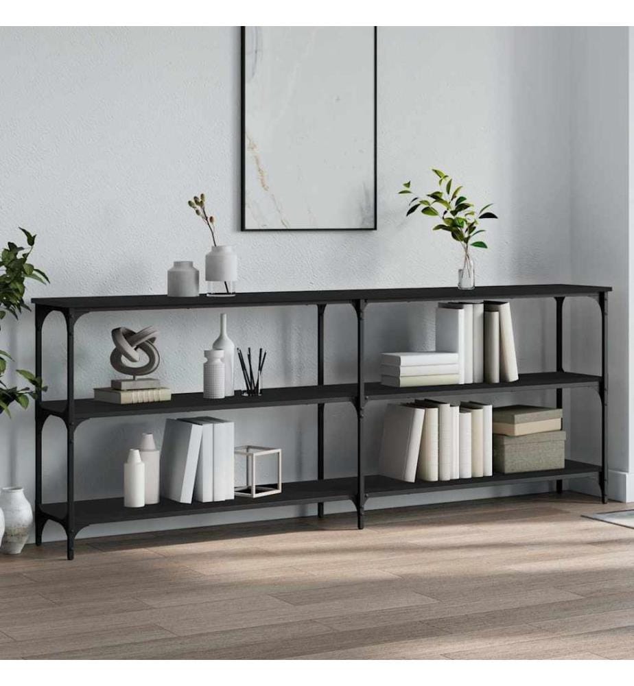 Table console noir 200x29x75 cm bois d'ingénierie