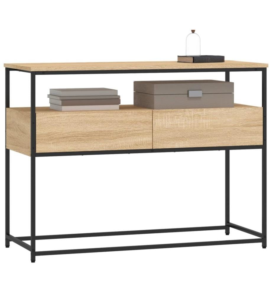 Table console chêne sonoma 100x40x75 cm bois d'ingénierie