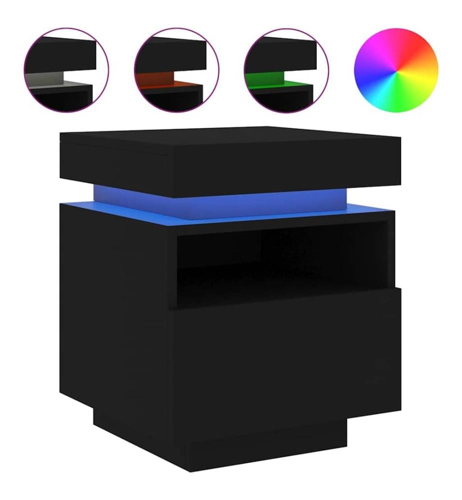Nachttische mit LED-Leuchten 2 Stk. Schwarz 40x39x48,5 cm