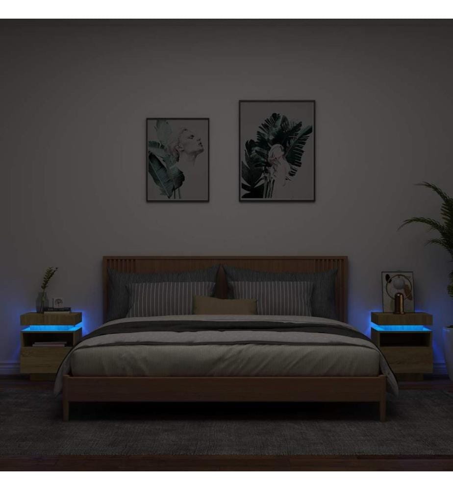 Nachttische mit LED-Leuchten 2 Stk. Sonoma Eiche 40x39x48,5 cm