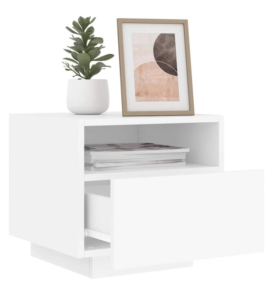 Nachttisch mit LED-Leuchten Weiss 40x39x37 cm