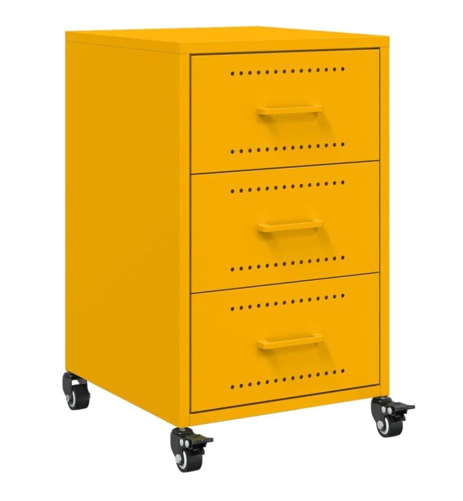 Table de chevet jaune moutarde 36x39x59 cm acier