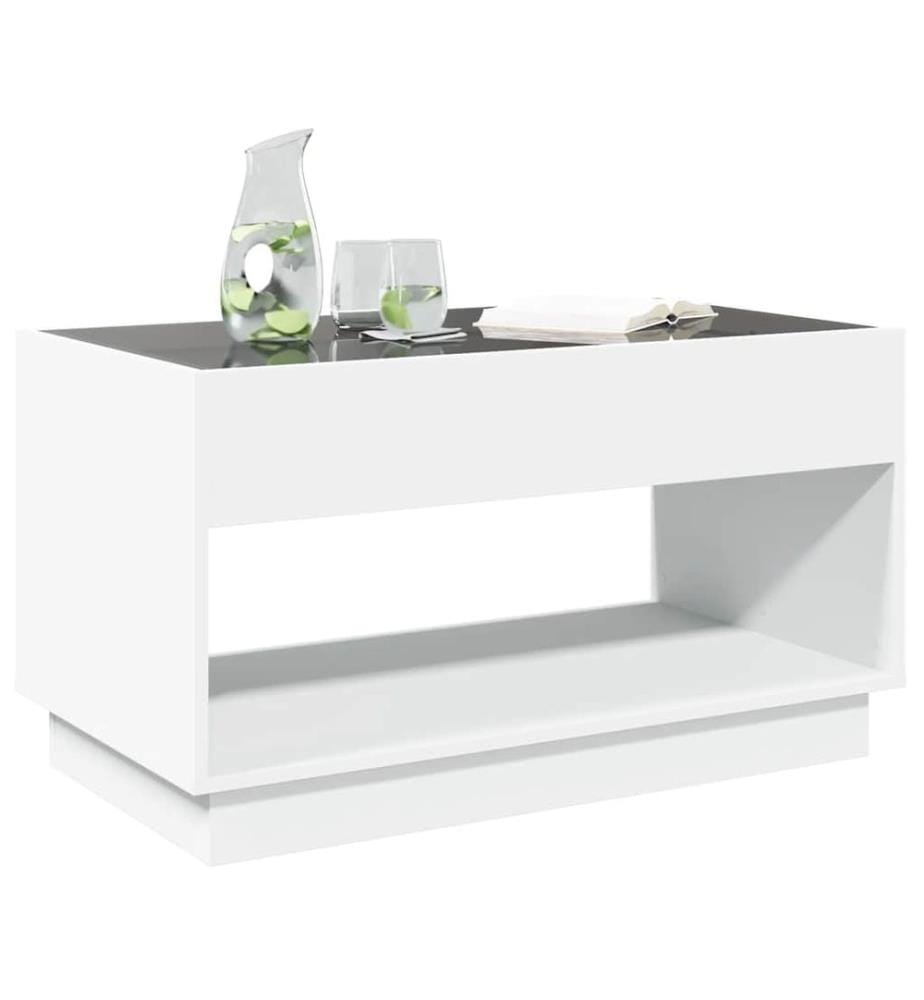 Table basse avec LED infini blanc 90x50x50 cm