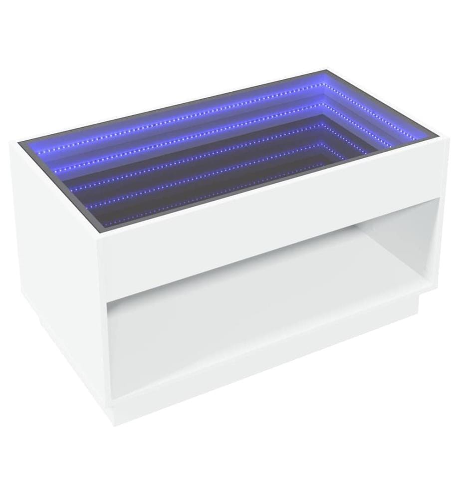 Table basse avec LED infini blanc 90x50x50 cm