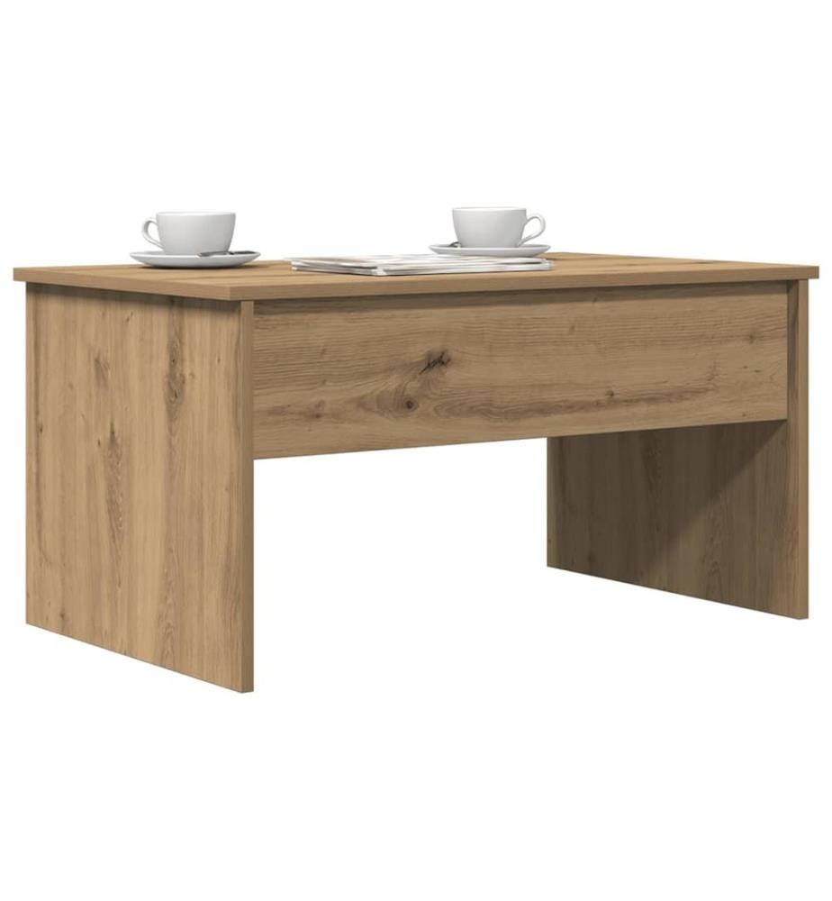 Table basse chêne artisanal 80x50,5x41,5 cm bois d'ingénierie