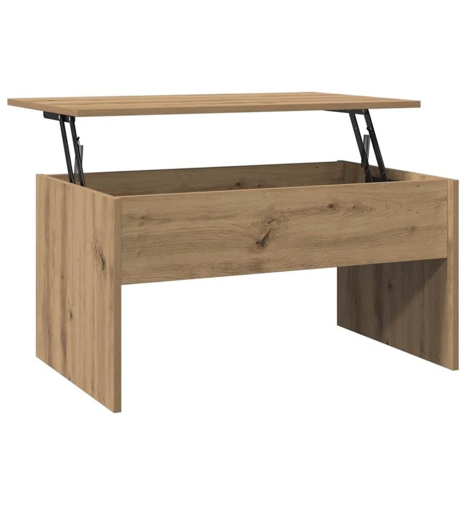 Table basse chêne artisanal 80x50,5x41,5 cm bois d'ingénierie