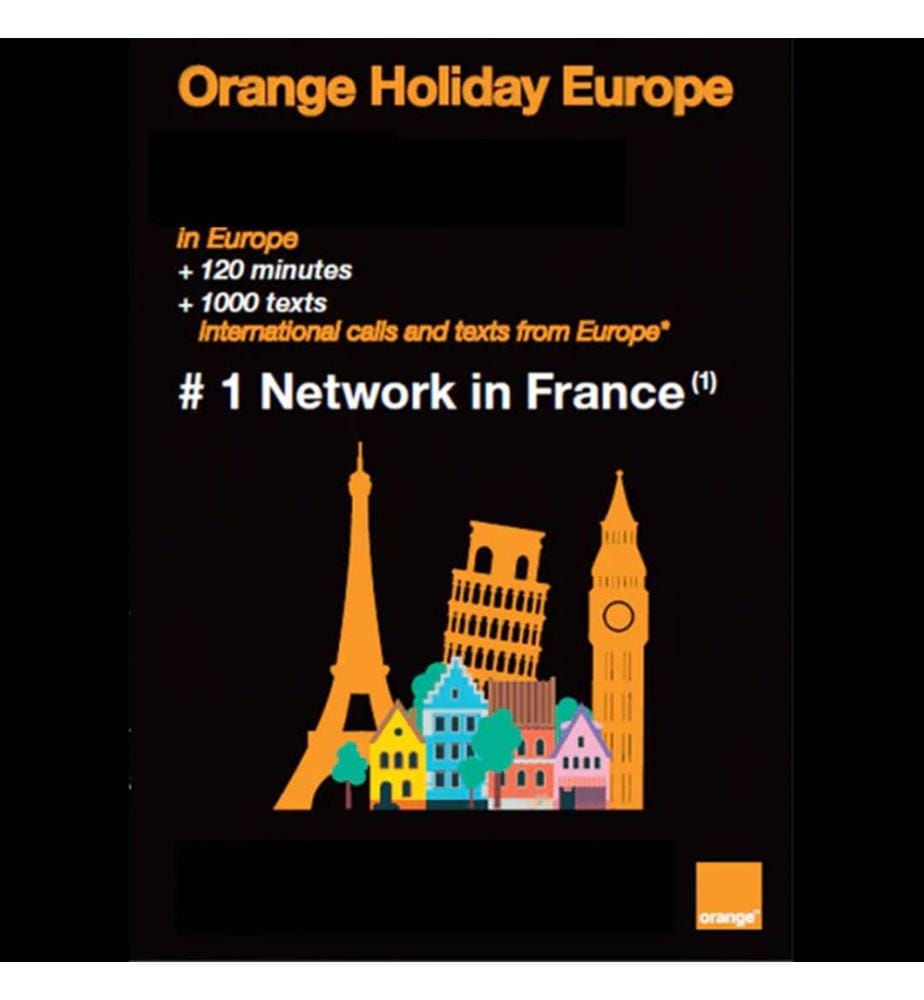 holiday europe prepaid sim card 50g 5g ORANGE - Model : KITKITORA023