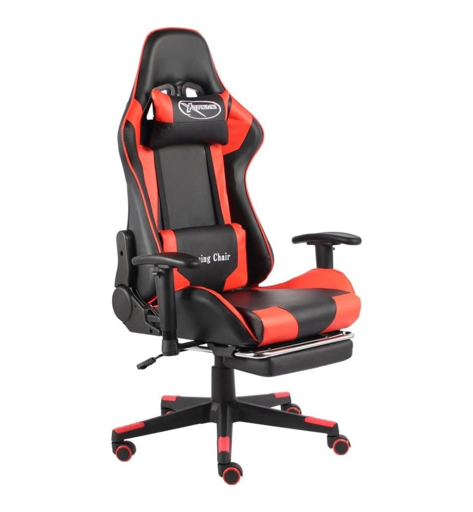 Gaming-Stuhl mit Fussstütze Drehbar Rot PVC