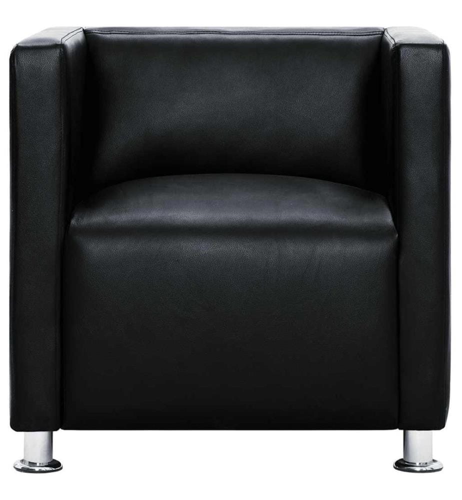 Würfel-Sessel Schwarz Kunstleder