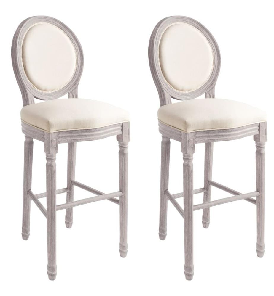 Barhocker 2 Stk. Weiss Leinen