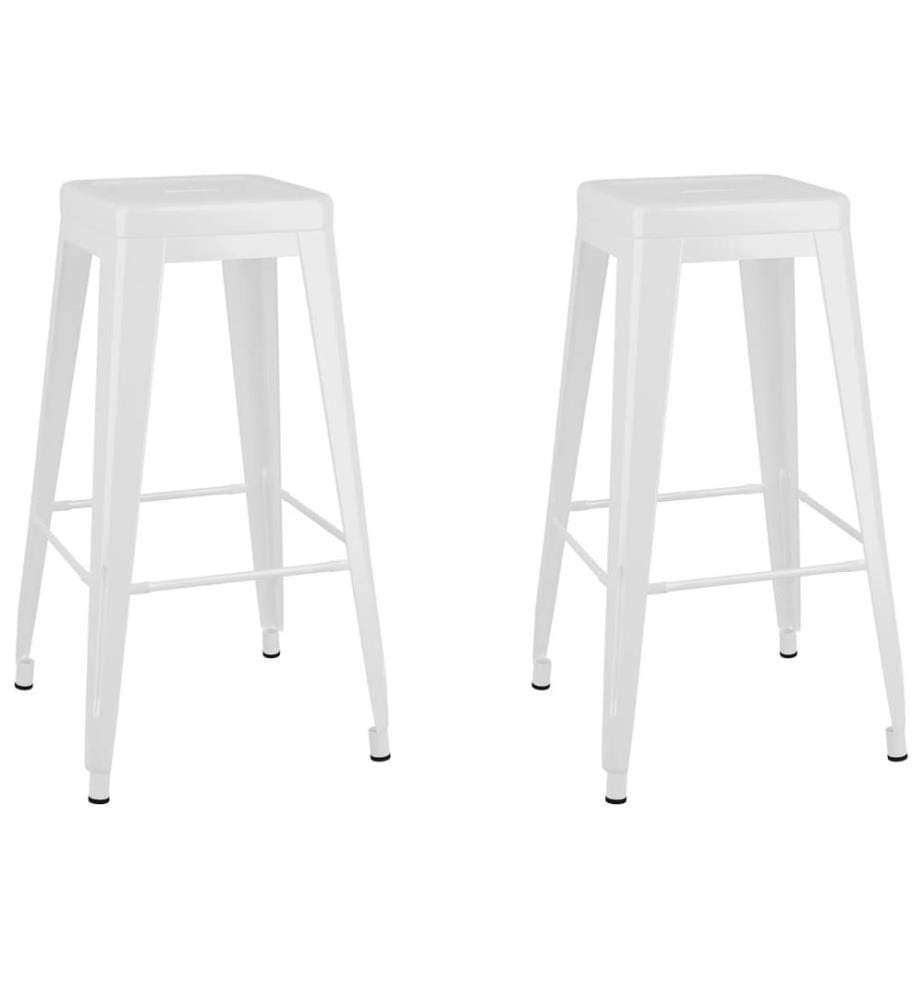 Barhocker Stapelbar 2 Stk. Weiss Metall