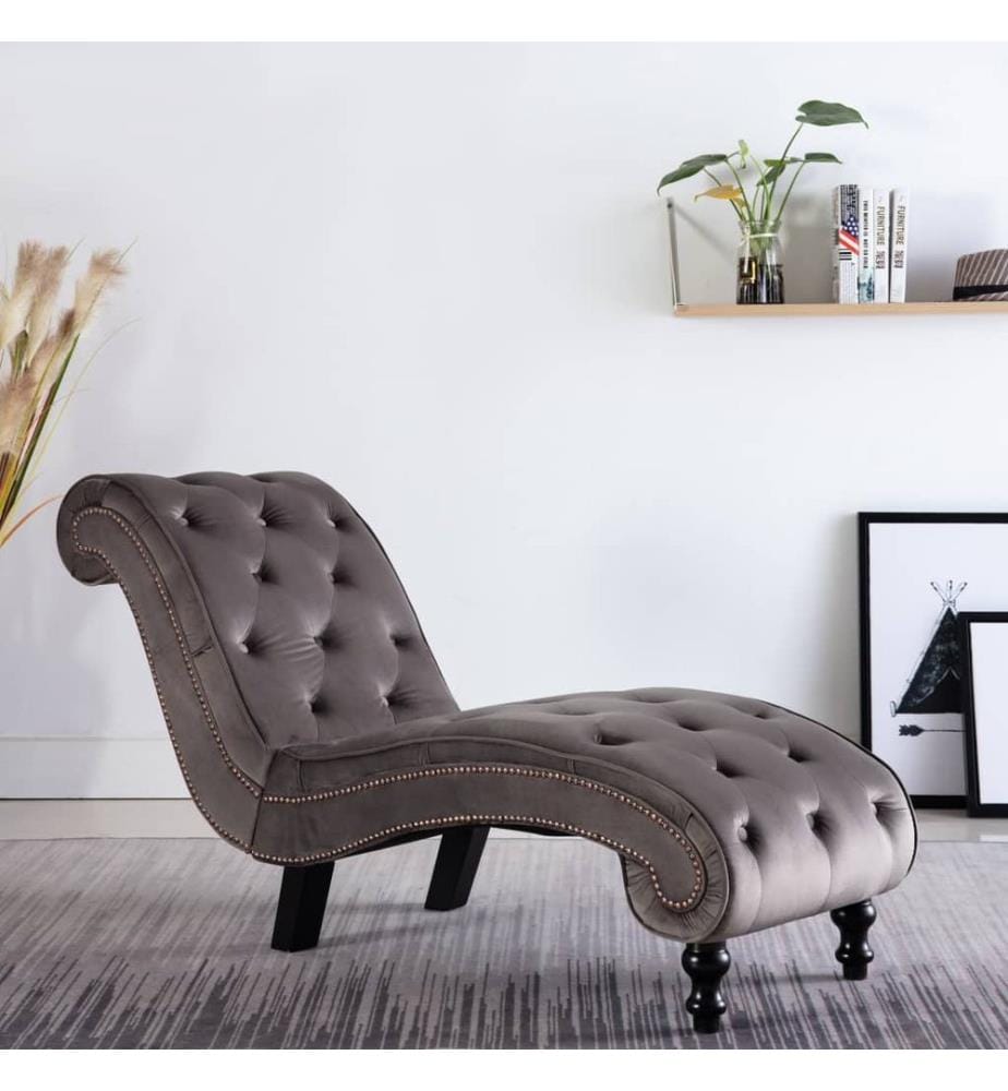 Chaiselongue Grau Samt