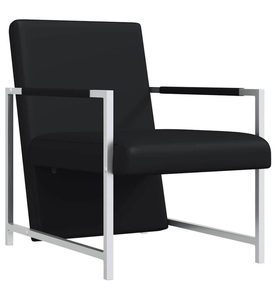 Sessel 2 Stk. Verchromtes Gestell Schwarz Kunstleder