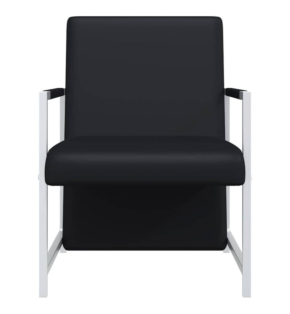 Sessel 2 Stk. Verchromtes Gestell Schwarz Kunstleder