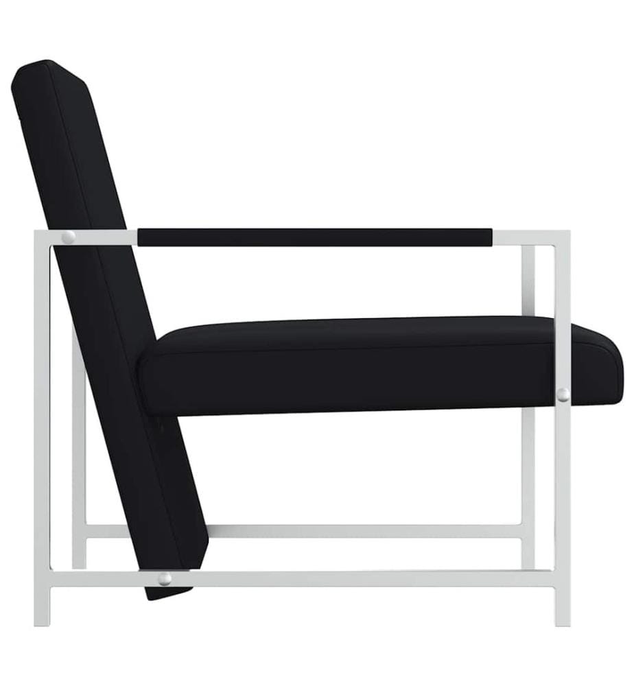 Sessel 2 Stk. Verchromtes Gestell Schwarz Kunstleder