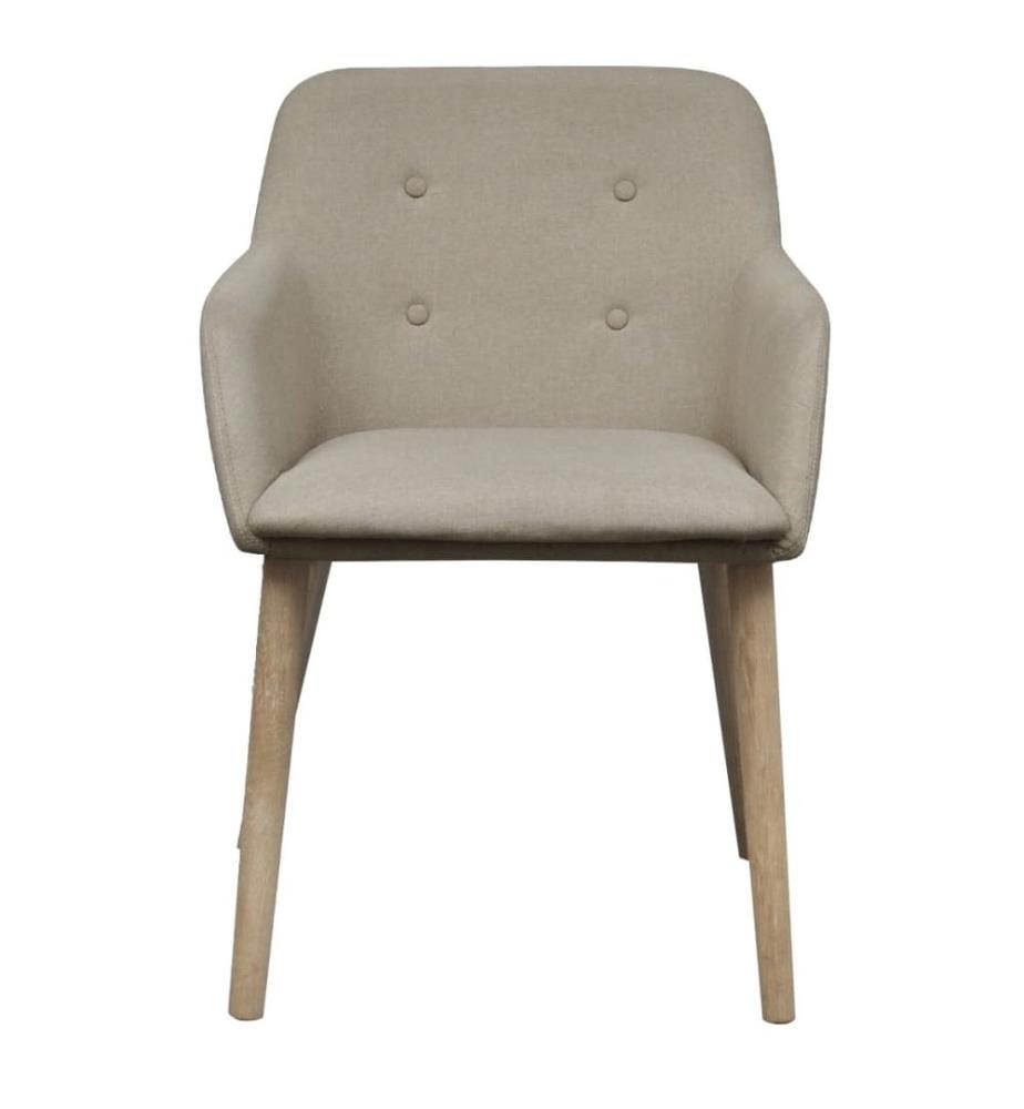 Esszimmerstühle 6 Stk. Beige Stoff und Massivholz Eiche