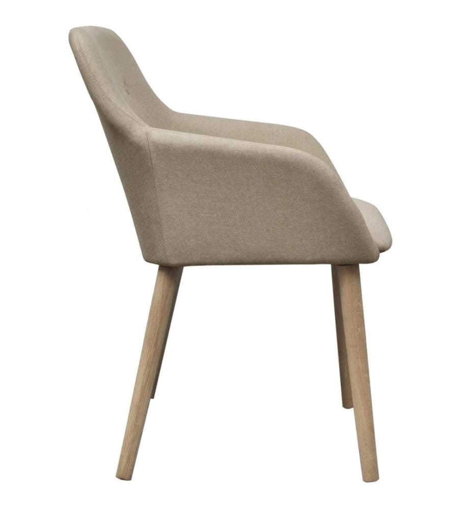 Esszimmerstühle 6 Stk. Beige Stoff und Massivholz Eiche