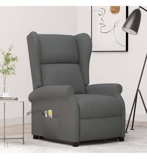 Massagesessel mit Aufstehhilfe Dunkelgrau Stoff